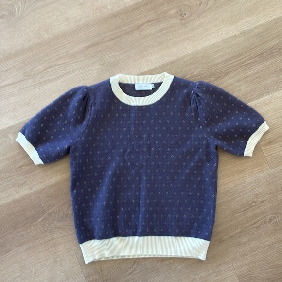 Knit Mix Short Sleeve Women's Sweater Size L light plum color - Picture 5 of 5